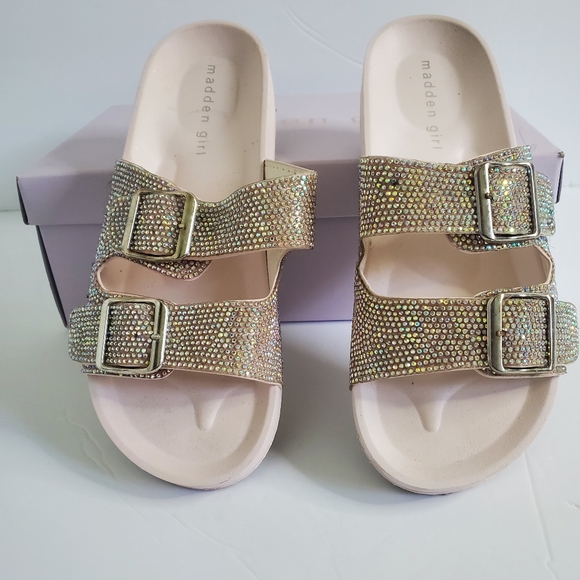 Madden Girl Shoes - Madden Girl Teddy-R Rhinestone Emballished Slide On Sandal Size 7